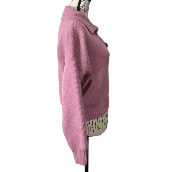 Abercrombie & Fitch V-Neck Sweater Collared Pullover Knit Mauve Pink Size XS NEW - Picture 2 of 8